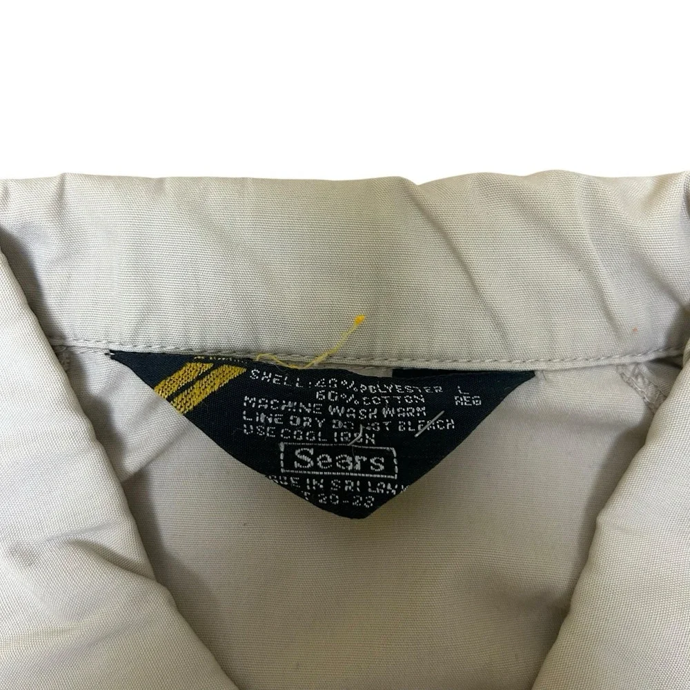 SEARS Jacket Men's L Perma-Prest Beige Windbreaker Full Zip True‎ Vintage